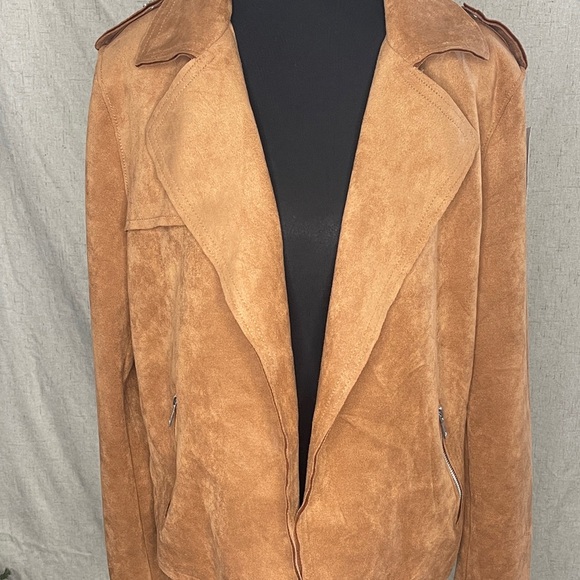 Philosophy Jackets & Blazers - Philosophy Republic Jacket Womens Lg faux suede moto Leather Brown Biker NWOT